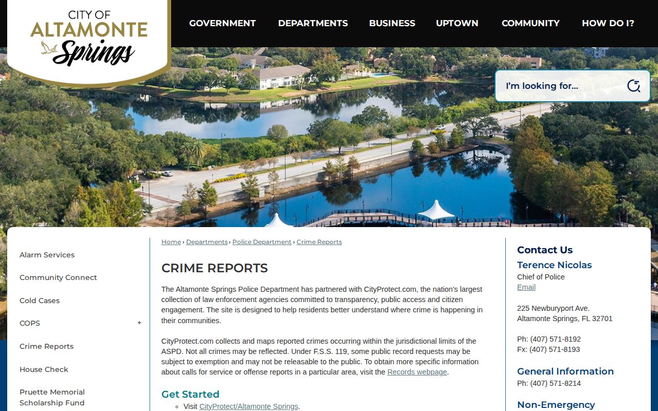 Altamonte Springs Crime Reports and CityProtect information
