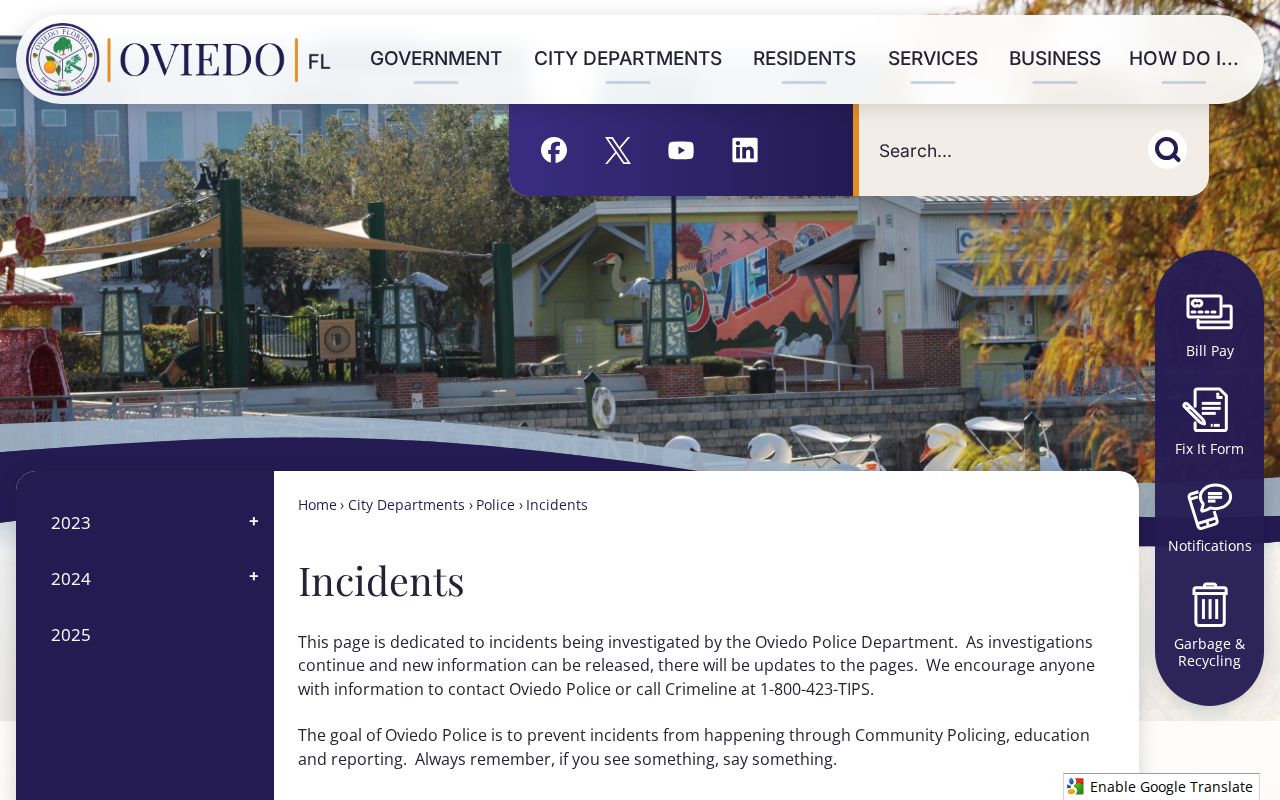 Oviedo Police intermittent incident and arrest releases