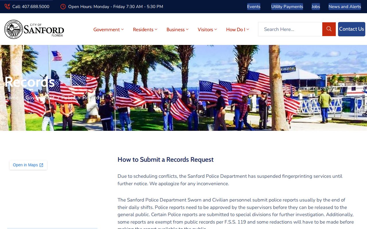 Sanford Police records request information